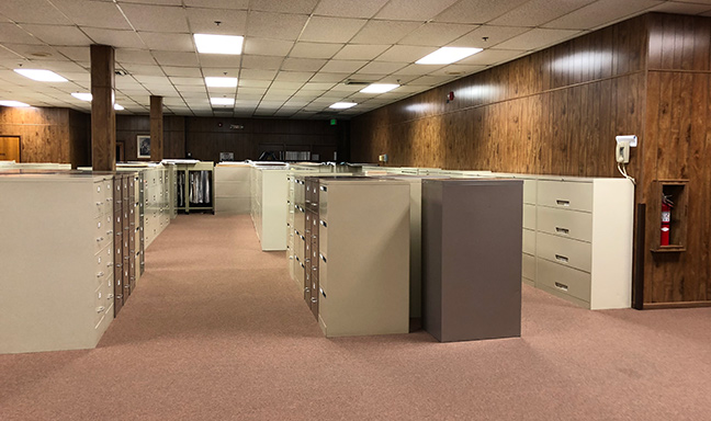 The old records center full before the file cabinets were moved to the new location.