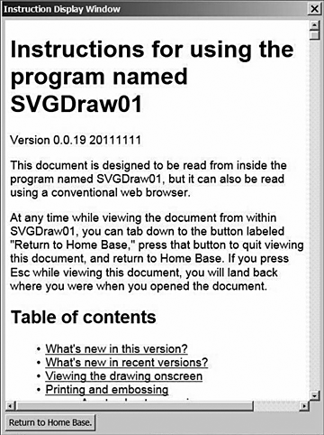 Online instructions for using the program
