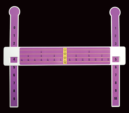 A version of the Slide-A-Round Teaching Aid for use in rounding fractions.