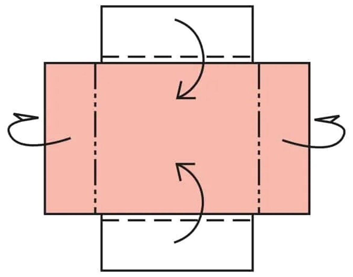Step one Menger Sponge image example of which way to fold the flaps.