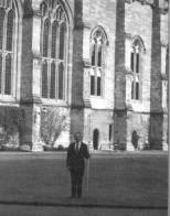 President Maurer stands in the quad of New College, Oxford.