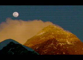 Mount Everest in moonlight.