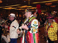 The mummers' band that paraded through a sea of delegates on opening day