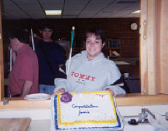 Jamie Foster graduated from her California high school, having completed the last two course requirements while at the CCB.  She is shown at the celebration held in her honor.