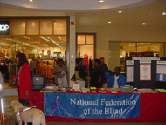 Members of the Atlanta Chapter of the NFB of Georgia staffed a series of information booths  in malls and governmental buildings around Atlanta during Meet-the Blind Month.