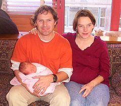 Noel Nightingale and Jim Peterson with new son Cosmo
