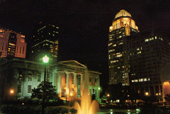 Part of the Louisville skyline at night