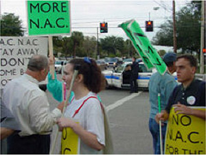 After snarling traffic for a while, the Tampa police prepare to leave the marchers in peace.