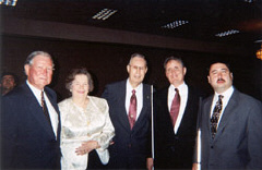 Standing together for this picture are Governor Robert E. McNair, Betty Capps,Don Capps,Marc Maurer, and NFB of South Carolina Preident Parnell Diggs.