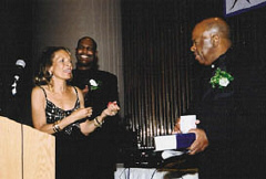 The NFB of Georgia held its second annual Black Tie, White Cane gala.   Pictured are NFB of Georgia President Anil Lewis, Second Vice President Thelma Godwin, and Congressman John Lewis.   Congressman Lewis, who represents the Fifth Congressional District, including most of Atlanta, was the keynote speaker.