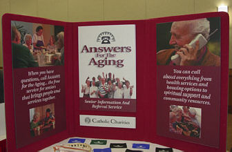 The Answers for the Aging display board prepared by Catholic Charities of Baltimore.
