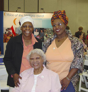 Many Family groups attended the fair.  Here are three generations: Evon Brunson (standing left) and her daughter Monica Brunson, an assisted living specialist (right).  Seated in front is Evon's mother Marion Jackson.