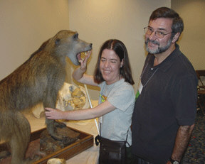 Serena Cucco and her father Bill examine a monkey at the Sensory Safari.