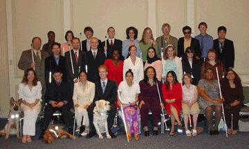 The 2006 scholarship class: back row (left to right): Kotumu Kamara, Mary Harrod, Jeffrey Thompson, Sean Whalen, James Dietz, Cali Sandel, Robert Crowley, Cyrus Habib, Ryan Thomas, and Matthew McCubbin; middle row: Danny Solomon, Timothy Elder, Christopher Booher, Jeffrey Young, Robin Kyle, Rachel Becker, Ronza Othman, Ashley Skellenger, Laura Wolk, and Mary Anne Parks; and front row: Carrie Modesitt, Nikos Daley, Jessica Bachicha, Corbb O'Connor, Martha Harris, Anna Muaswes, Evelyn Valdez, Mary Krumwiede, Lucille Fair, and Noria Nodrat