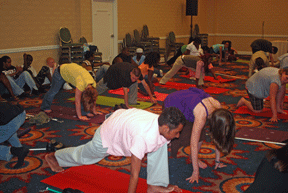 Energetic Federation teens experience the challenges of yoga.