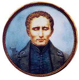 The Lucienne Filippi portrait of Louis Braille that hangs in the Braille birthplace and museum in Coupvray, France