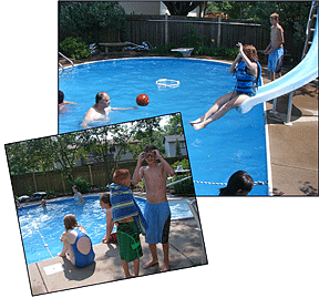 Buddy Program participants enjoy a pool party.
