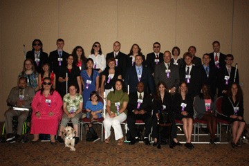 The 2011 Scholarship Winners (left to right): Back Row: Daniel Martinez, Henry Wedler, Ma'ayan Malter, Mary Billington, Kyle Shachmut, Sandy Sommers, Yasen Angelov, Kathleen Katulak, Ryan McBee, and Brenton Fuchs; Middle Row: Aleeha Dudley, Catherine Lei, Shafeka Hashash, Kristina Vu, Heather Edwards, Matthew Yeater, Roberto Diaz, David Bouchard, Terence Meehan, and Justin Salisbury; Front Row: Christopher Fountain, Diane Graves, Julie McGinnity, Mikaela Stevens, Michelle Hackman, Carry Joanis, Sylvia Modesitt, Christine Daniels, Amber Sherrard, and Jessica Beecham.