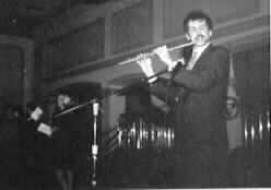 Photo of Steve Hastalis playing the flute.