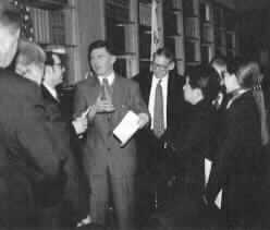 Photo of Congressman Robert Ehrlich 
before a press confererence.