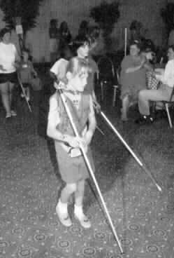 Katie Wilson pictured demonstrating cane travel.