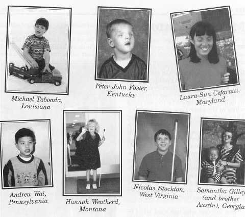 Eight childrens' school photos.