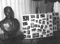 Picture of the bust of Dr.Jernigan and the picture boards on display in the Jernigan suite.