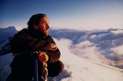 Erik Weihenmayer looking out over the mountain.
