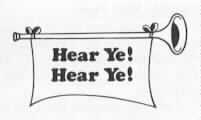 Image of a horn with a banner saying 'Hear Ye! Hear Ye!'