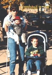 Jennifer Wenzel out for a stroll with two of her sons.