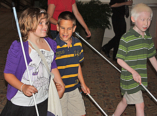 Blind kids hanging out.