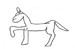 In one of Kennedy's early studies a woman, blind from birth, drew this picture of a horse.