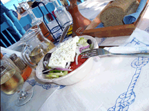 Meal place setting at a restaurant table.