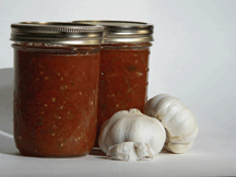 Salsa and garlic cloves