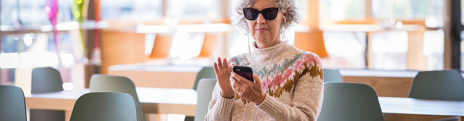 blind woman using a smartphone.
