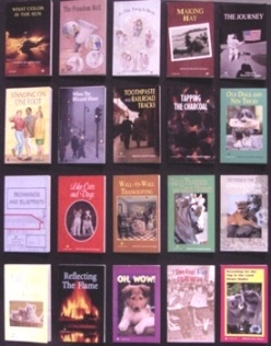 The covers of all thirty kernel books on a shelf.