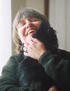 Peggy Elliott with her cat Sheriff.  Photograph by Steve Pope
