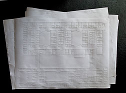 An embossed plan produced by a large-format printer used by Chris Downey.