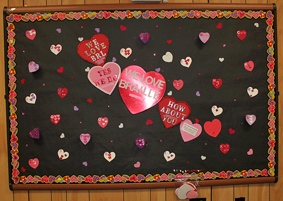 The Betsy Zaborowski Conference Room in the NFB Jernigan Institute features a fully accessible, interactive bulletin board