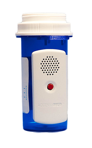 Prescription bottle with Digital Audio Label attached.