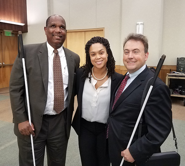 NFBJI Executive Director Anil Lewis, State&rsquo;s Attorney Marilyn Mosby, and NFB President Mark Riccobono.