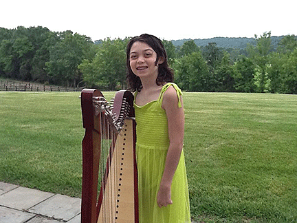 Emily Safko with her harp