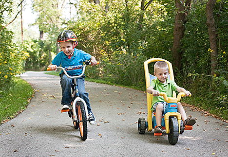Matthias and Magnus on bicycles