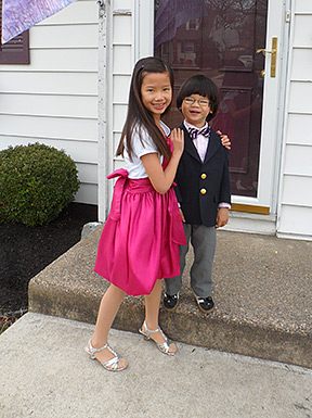 Camille and John Paul all dressed up