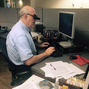 Shawn Jacobson sits at a computer.