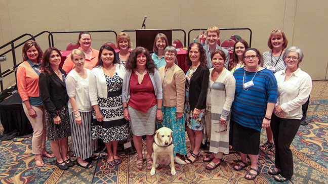 The newly elected NOPBC board. Front row (left to right): Pamela Gebert, Dorian Tuminello, Frances Hammond, Melissa Riccobono, Barbara Cheadle (president emerita), Carol Castellano, Sandra Oliver, Penny Duffy, Tabby Mitchell; Back row (left to right): Laura Bostick, Holly Miller, Jean Bening, Joy Orton, Corbb O'Connor, Kimberly Banks, Kim Cunningham.