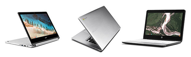 Three images of the Chromebook